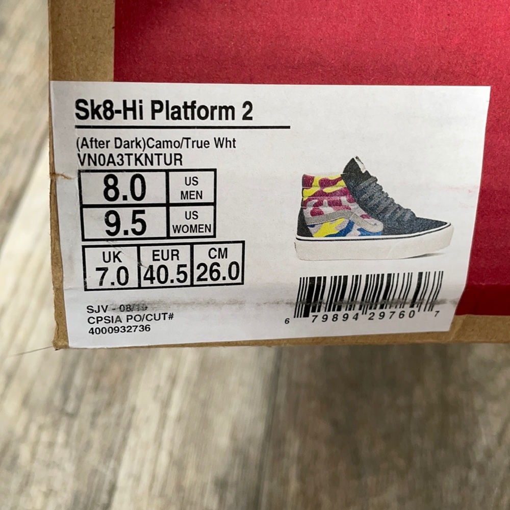 NEW Vans Sk8-Hi Mens Platform2 After Dark Camo Mens 8 UNISEX - Picture 12 of 12